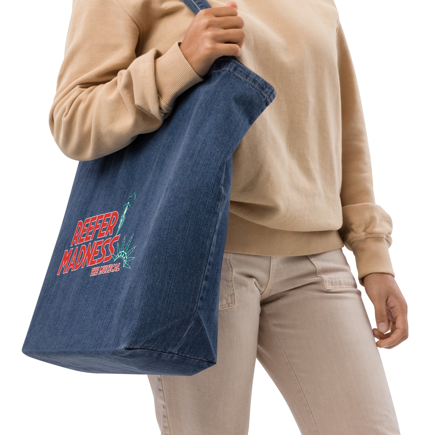 Organic denim tote bag