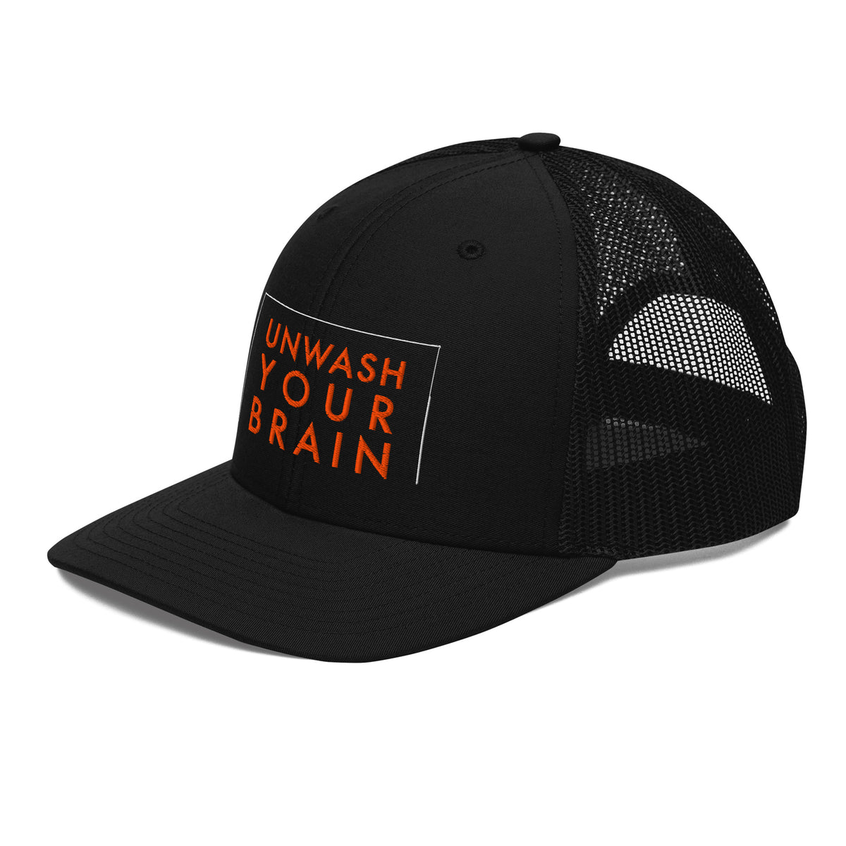 Reefer Madness Snapback Trucker Cap in black — left front view