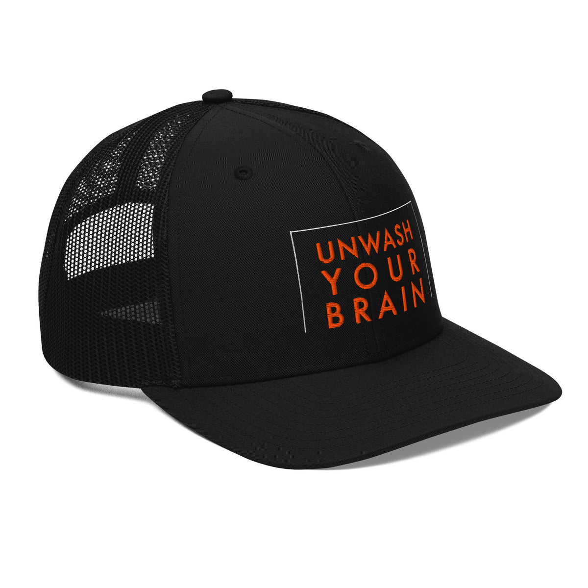Reefer Madness Snapback Trucker Cap in black — right front view