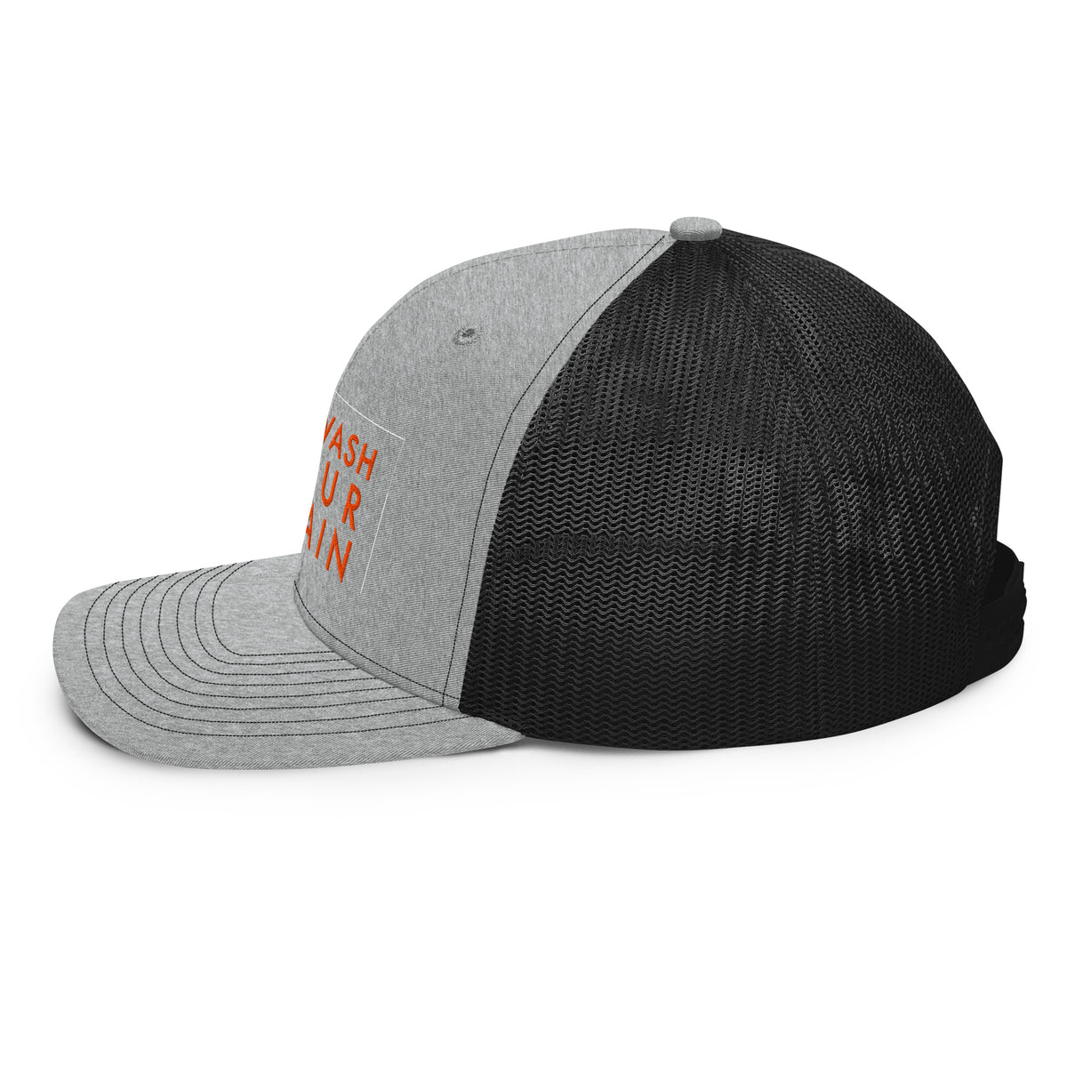 Reefer Madness Snapback Trucker Cap in heather grey black