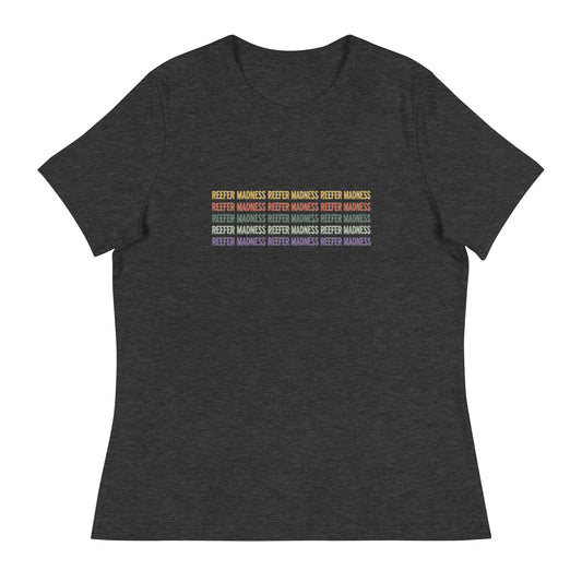 Reefer Madness Women's Relaxed T-Shirt in dark grey heather — front view